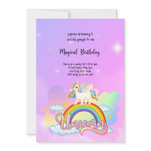 Magical Rainbow and Unicorn Birthday pink purple