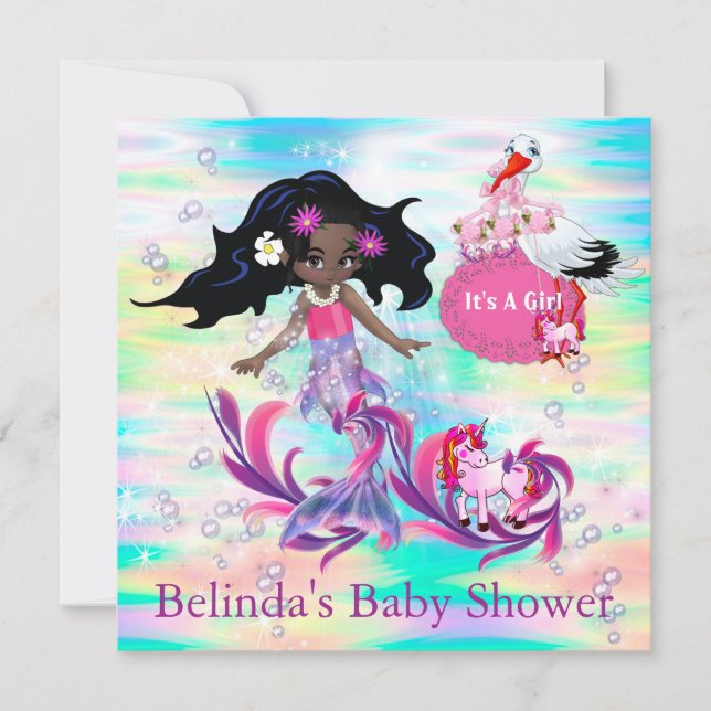Magical Rainbow Baby Mermaids Card (Front)