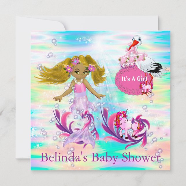 Magical Rainbow Baby Mermaids Card (Front)