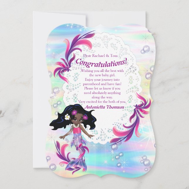 Magical Rainbow Baby Mermaids  Congrats card (Front)