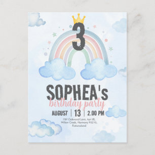Magical Rainbow Birthday Invitation Postcard