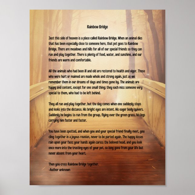 Magical Rainbow Bridge poem Poster (Front)
