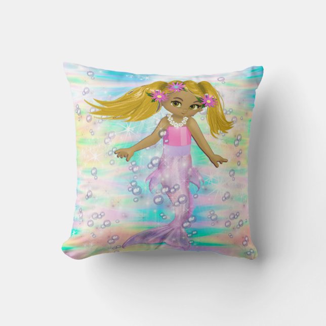 Magical Rainbow Bubbles & Baby Mermaids Cushion (Front)