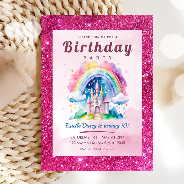 Magical Rainbow Castle Birthday Invitation (Creator Uploaded)