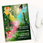 Magical Rainbow Forest Fairy Girl Kid Birthday Invitation<br><div class="desc">An enchanted forest magic pixie fairy kid birthday invitation. Rainbow yellow,  blue and pink fairies are seen using their glitter magic fairy dust powers. Personalise by editing the girl birthday invitation template with you unique event details.</div>