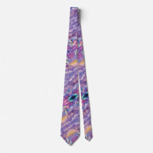 Magical Rainbow Glitter White Unicorn Sparkles Tie
