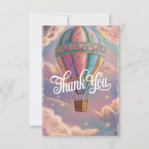 Magical Rainbow Hot Air Balloon Thank You Card