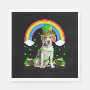 Magical Rainbow Leprechaun Beagle Dog St. Patrick' Napkin