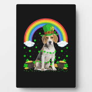 Magical Rainbow Leprechaun Beagle Dog St. Patrick' Plaque