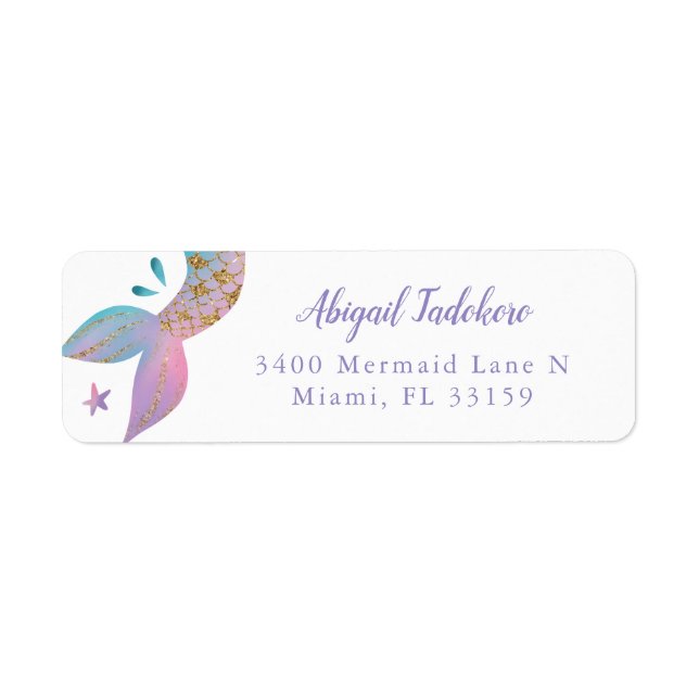 Magical Rainbow Mermaid Return Address (Front)
