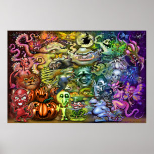 Magical Rainbow of Creatures Poster