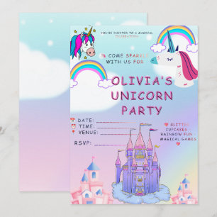 Magical Rainbow Party Design for Kids Celebration Invitation