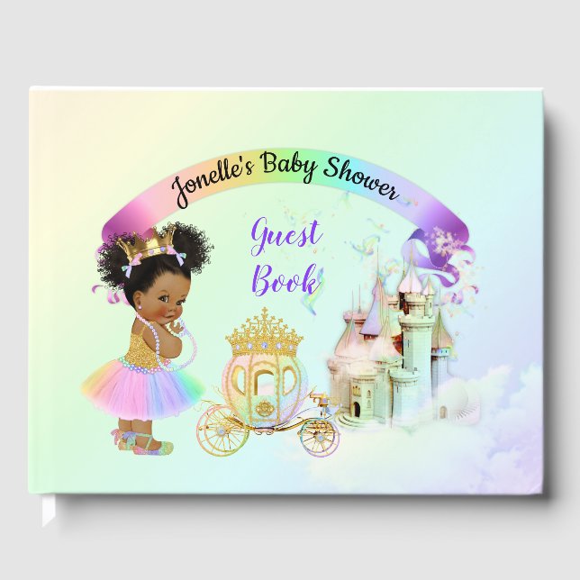 Magical Rainbow Princess Castle Carriage Guest Book (Front)
