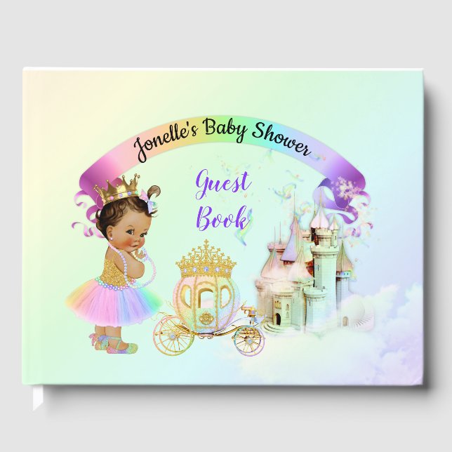 Magical Rainbow Princess Castle Carriage Guest Book (Front)