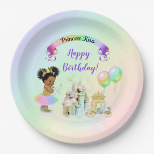 Magical Rainbow Princess Castle Carriage Paper Plate