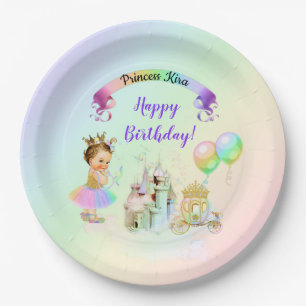 Magical Rainbow Princess Castle Carriage Paper Plate