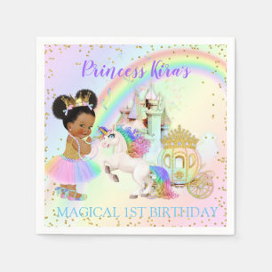 Magical Rainbow Princess Castle Carriage Unicorn Napkin