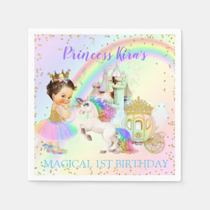 Magical Rainbow Princess Castle Carriage Unicorn Napkin