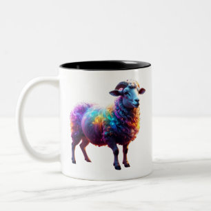 "Magical Rainbow Sheep Art  Two-Tone Coffee Mug