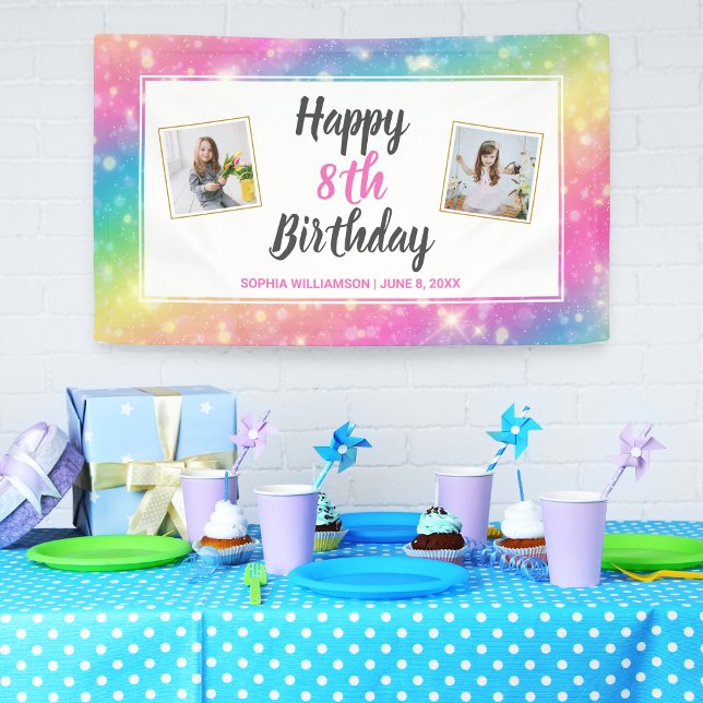 Magical Rainbow Sparkles Birthday Custom Photos Banner (Creator Uploaded)
