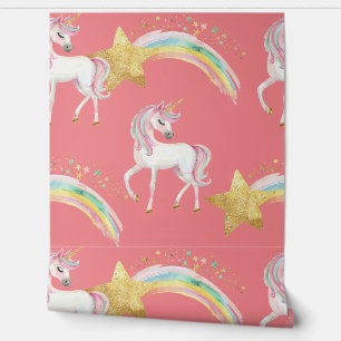 Magical Rainbow Stars Unicorn Kids Wallpaper