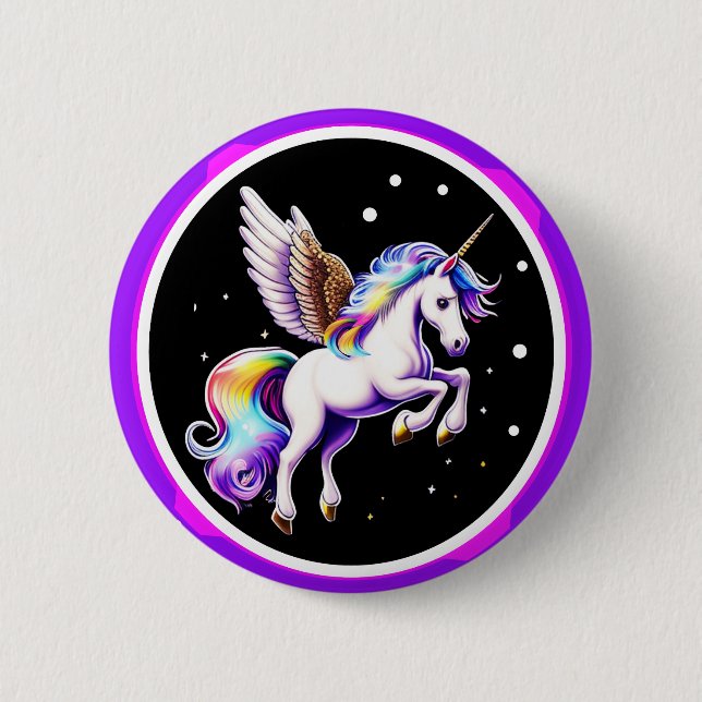 Magical Rainbow Unicorn  6 Cm Round Badge (Front)