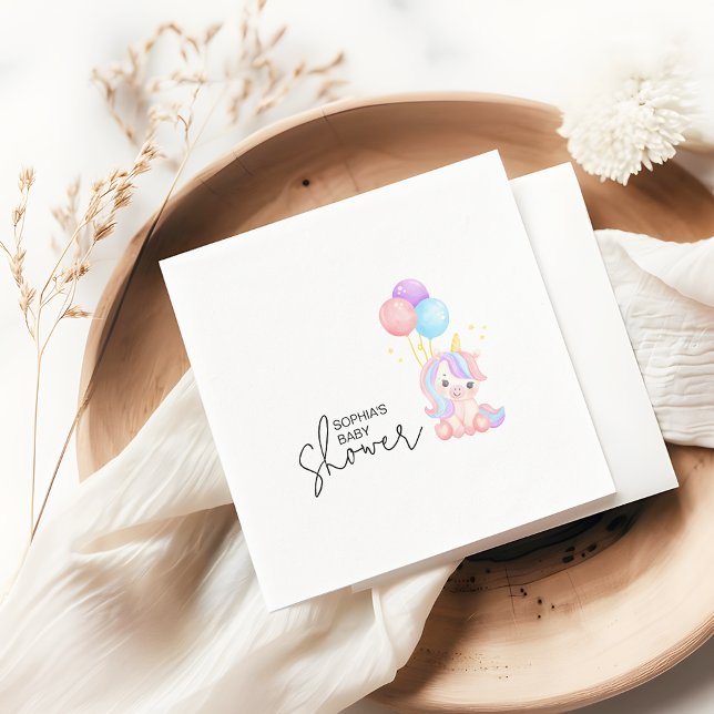 Magical Rainbow Unicorn Baby Shower Party Napkin (Creator Uploaded)