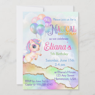 Magical Rainbow Unicorn Birthday Invitation