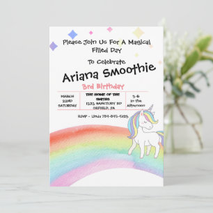 Magical Rainbow Unicorn Birthday Invitation