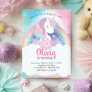 Magical Rainbow Unicorn Birthday Invitation