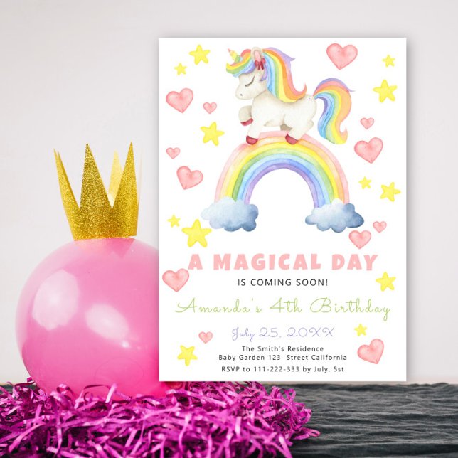 Magical Rainbow Unicorn Birthday Invitation (Creator Uploaded)