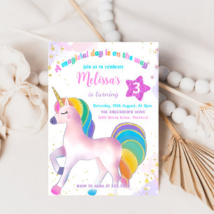 Magical Rainbow Unicorn Birthday Invitation