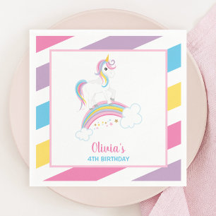 Magical Rainbow Unicorn Birthday Napkin