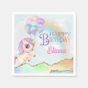 Magical Rainbow Unicorn Birthday Napkin