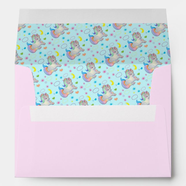 Magical Rainbow Unicorn Birthday Party Envelope (Back (Bottom))