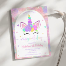 Magical Rainbow Unicorn Birthday Party Invitation