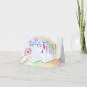 Magical Rainbow Unicorn Birthday Thank You Card