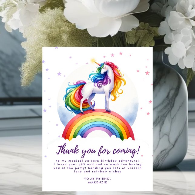 Magical Rainbow Unicorn Birthday Thank You Card (Magical Rainbow Unicorn Birthday Thank You Card)