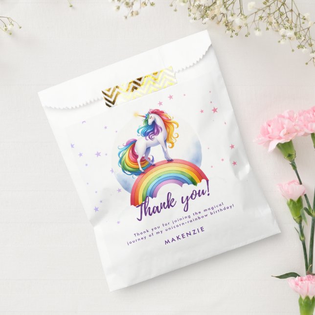 Magical Rainbow Unicorn Birthday Thank You Card Favour Bags (Sealed)