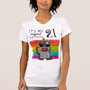 Magical Rainbow Unicorn Glitter Whimsical Birthday T-Shirt