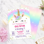 Magical Rainbow Unicorn Gold Glitter Girl Birthday Invitation<br><div class="desc">Magical Rainbow Unicorn Gold Glitter Girl Birthday Invitation</div>