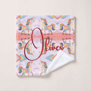 Magical Rainbow Unicorn name Personalised  Wash Cloth