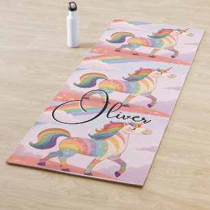 Magical Rainbow Unicorn name Personalized  Yoga Mat
