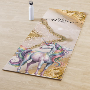 Magical Rainbow Unicorn name Personalized  Yoga Mat