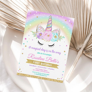 Magical Rainbow Unicorn Party Birthday Invitation