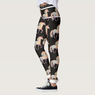 Magical Rainbow Unicorn Personalised black Leggings
