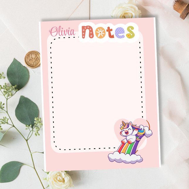 Magical Rainbow Unicorn Personalised cute Notepad (Creator Uploaded)