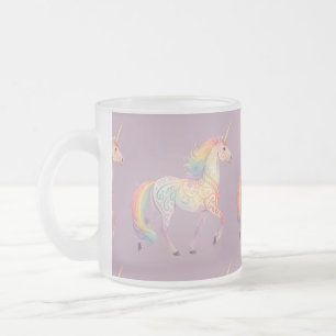 Magical Rainbow Unicorn Personalised Frosted Glass Coffee Mug