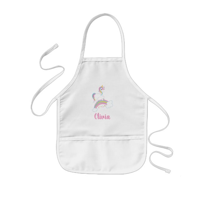 Magical Rainbow Unicorn Personalised Kids Apron (Front)