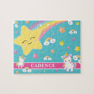 Magical Rainbow Unicorn Personalised Kids Jigsaw Puzzle